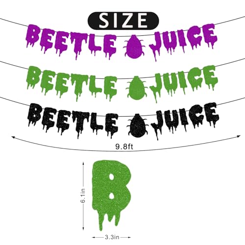 Halloween Party Banner Decorations Glitter Beetle Theme Pre-Strung Banner for Kids Adults