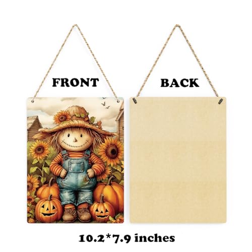 Autumn Wooden Hanging Sign - Fall Decor with Scarecrow Variation