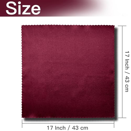 Set of 100 Burgundy Satin Scalloped Napkins 17x17 Inches for Wedding & Party