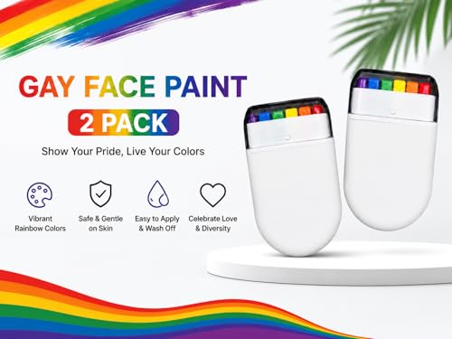 Rainbow Pride Face Paint Stick 2 Pack - Non-Toxic, Washable for LGBTQ Celebrations