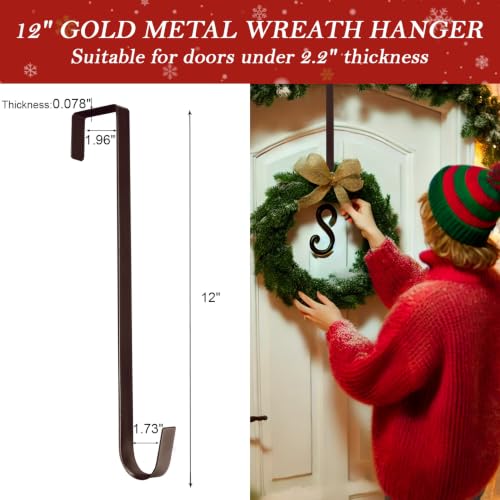 12-Inch Metal Wreath Door Hanger - Bronze 2-Pack | Heavy Duty Front Door Decor