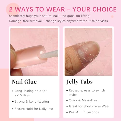AddFavor Black Short Press On Nails Kit - 240PCS Fake Nails with Adhesive Tabs