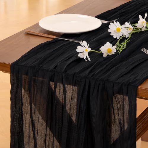 Black Table Runner Halloween Fall Cheesecloth 10ft x 2pcs Wedding Party Decor