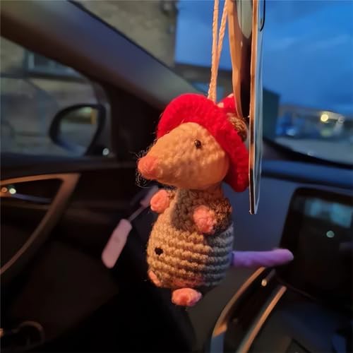 3PCS Opossum Car Charm Set - Swinging Rearview Mirror Decorations, Cute Aesthetic Car Accessories