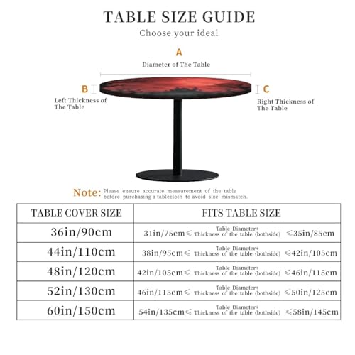 Halloween Round Fitted Tablecloth - 48 Inch Cover for 42-46 Inch Tables