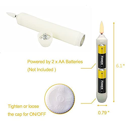 24 Yellow Battery Operated Flameless Taper Candles for Wedding & Holiday Decor - Set of 24 - White Body