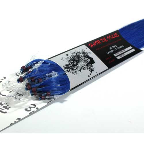 25 Strands 22" Long Easy Micro Loop Ring Beads I Tip 100% Human Hair Extensions1g Each (# Blue)