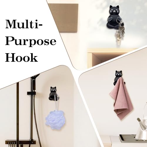 Cute Black Cat Silicone Razor Holder - Wall Mount Bathroom Shower Hook with Adhesive, Variation: Cat