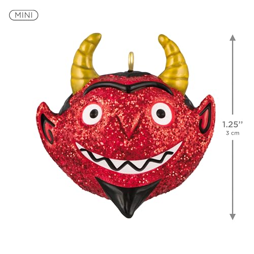 Darling Little Devil Halloween Ornament - Red Glitter, Gold Horns, Miniature Christmas Tree Decor - Variation 2026