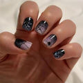 Halloween Short Square Fake Nails with Spider Web & Gradient Design - Style10