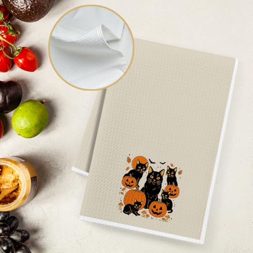 Funny Pumpkin Cat Hand Towel - Fall Decor Kitchen Dish & Hand Towel for Cat Mom & Gift - Pumpkin Cat Variation