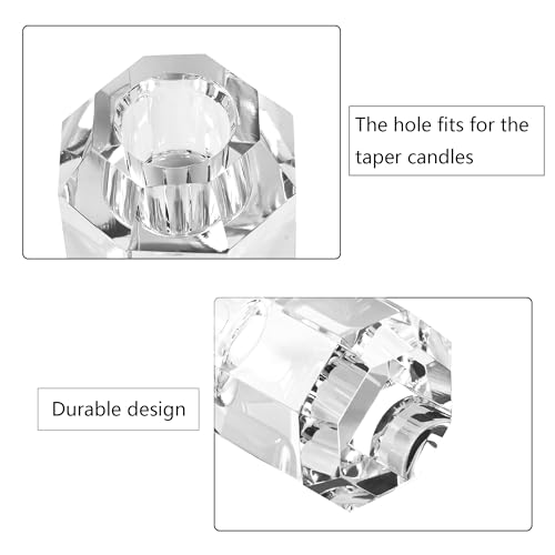 Crystal Taper Candle Holders Set of 2 - Faceted Wedding & Home Decor
