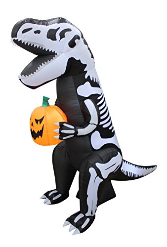 6 Ft Tall Inflatable Skeleton Dinosaur T-Rex Halloween Decoration with Pumpkin Lights