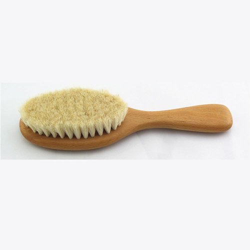 HiKin 8.86” Short Handle Dry Bath Body Brush Scrubber, Wood Handle Natural Soft Wool Bristles Bath & Shower Brush.