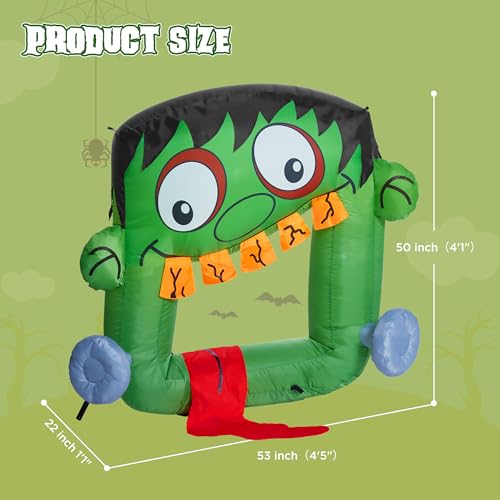 Inflatable Halloween Frankenstein Decor - 4 FT Outdoor Trick-or-Treat Yard Display with LED Lights