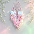 Pink Dream Catcher for Girls - Boho Wall Decor, Handwoven Fairy Room Accent - Variation of Pink