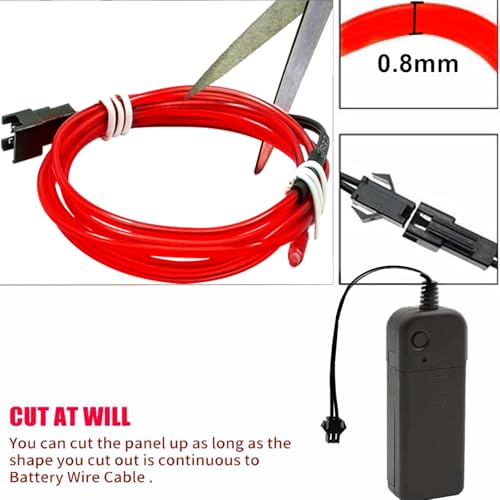 Ourbest 5M Red LED Strip Lights 5in1 Neon EL Wire for Cosplay Party Costume Decoration - Variation of THIS listing