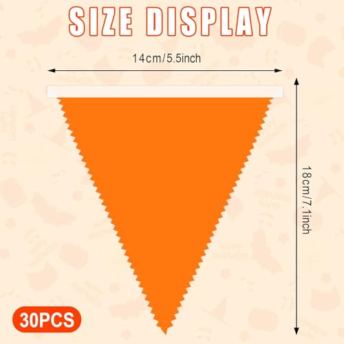 Halloween Pennant Banner Decorations Set - Orange Black White, 28ft, 30 Flags