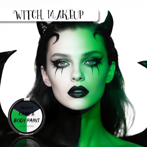 Oil-Based Face Paint Palette for Halloween Cosplay - Black White Green, SFX Makeup Set