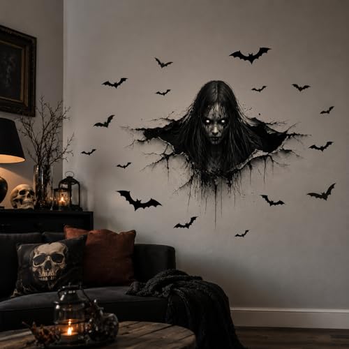 Halloween Ghost Wall Stickers Set - Spooky Haunted House Decor for Party & Home