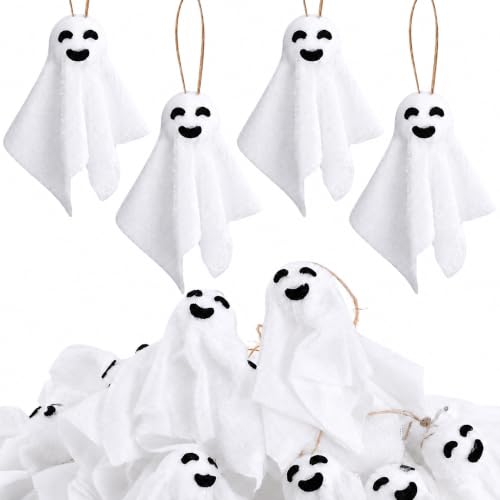 24 Pcs Halloween Hanging Ghost Ornaments Small White Ghost Decorations - Spooky Decor