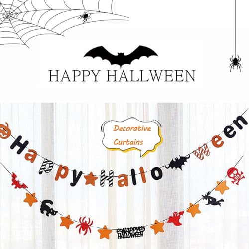 Halloween Banner Decorations Set - 4 Paper Banners for Indoor Outdoor Parties & Photo Backdrops
