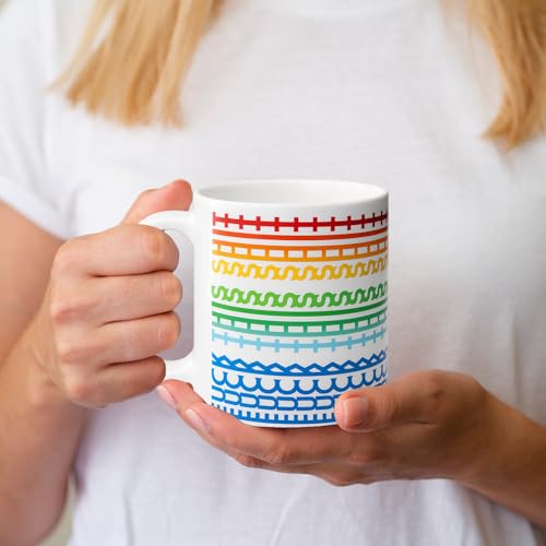 Hidden Message Ceramic Coffee Mug 11oz Rainbow Rune Pattern Gift