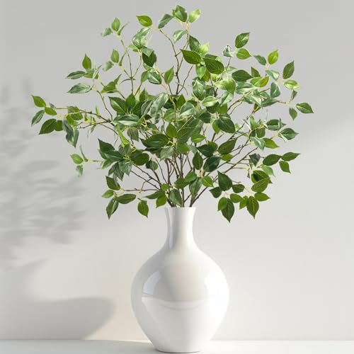 32-Inch Artificial Eucalyptus Stems - Set of 6 Green Faux Foliage for Home Decor