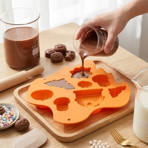 8 Cavity Halloween Silicone Chocolate Molds for Candies & Baking