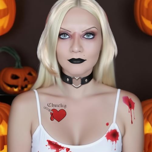 Halloween Gothic Bride Body Paint Makeup Set with Fake Blood & Choker