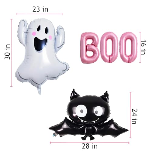 Halloween Pink Boo Balloons & Bat Decorations Party Supplies