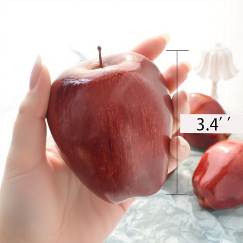 Artificial Red Apples Fake Fruit for Decoration, 3.3 x 2.9 Inches, Pack of 6 - Realistic Faux Kitchen & Party Decor Variation of THIS listing