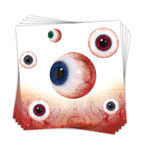 Eyeball Halloween Paper Napkins - 40pcs Disposable Bloody Bloodshot Party Napkins, 6.5x6.5in for Spooky Events - Variation: Eyeball