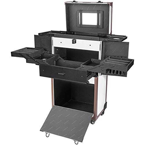 Pro Makeup Artist Trolley Case - Large White Rebel Series with Lockable Compartments