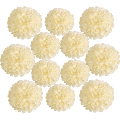 12 Pcs Cream Tissue Paper Pom Poms for Wedding Party Decorations