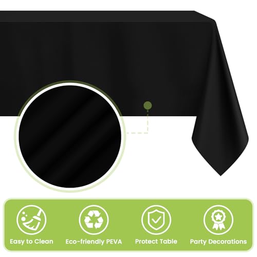 Black Disposable Table Cloths 54x108 Inches - Pack of 4, Perfect for Parties