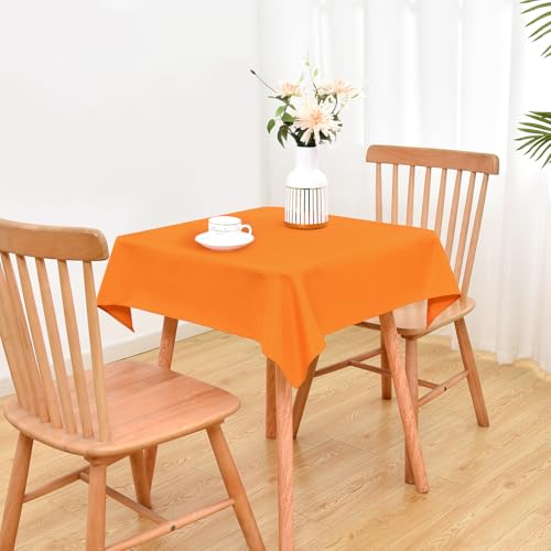 Orange Washable 36x36 Inch Square Tablecloth for Dining & Events - 2 Pack