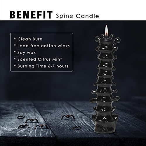 Black Spine Candle for Halloween Decor - Unscented Soy Gothic Centerpiece