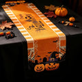 Halloween Table Runner Pumpkin Bat Linen - Orange, 72x13 Inches