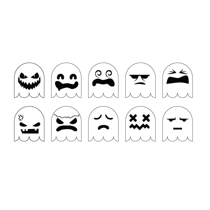 Halloween Ghost Face Cutter and Stencils Bundle - Reusable Spooky Ghost Templates for DIY Halloween Decor - Variation: Ghost Faces