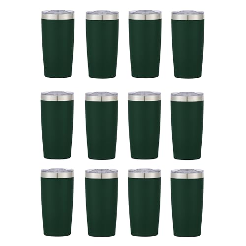 Dark Green 12 Pack 20 Oz Himalayan Stainless Steel Tumblers with Lid - Customizable Insulated Cups for Hot & Cold Drinks