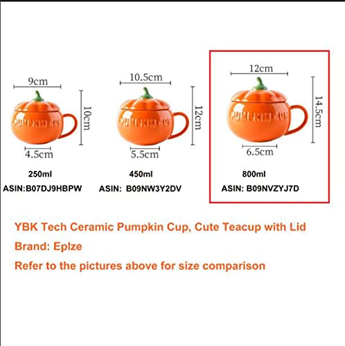 27.1oz Pumpkin-Shaped Ceramic Coffee Mug with Spoon - Cute Halloween Gift