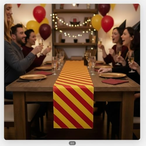 Wizard Table Runner 4-Pack - Red, Green, Blue, Gold Stripes for Party & Decor