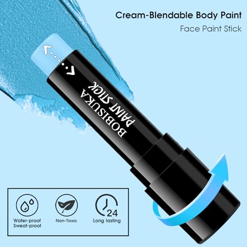 Light Blue Face Paint Stick - Sweatproof Eye Black for Sports, Halloween & Cosplay