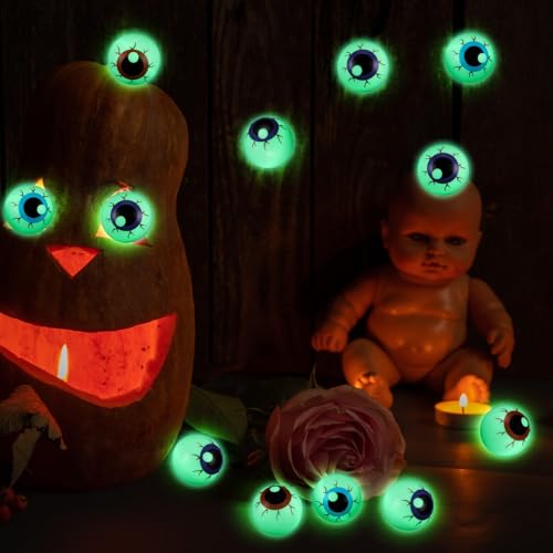 Glow in The Dark Halloween Eyeballs Table Tennis Set - 48 Bouncy Spooky Balls - Variation of THIS listing