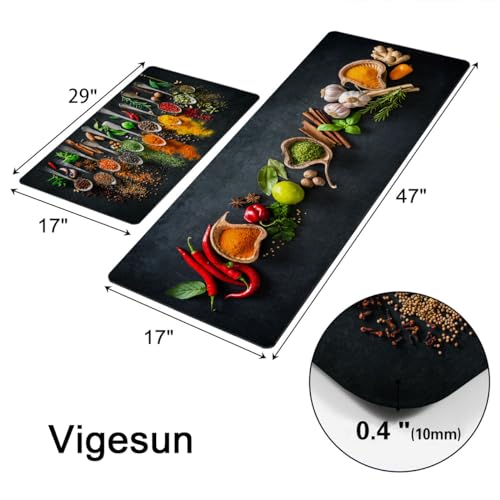Herbs and Spices Kitchen Rug Set 2 Pieces Non Slip Waterproof Floor Mats – Spices Variation