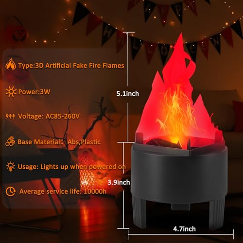 3D Fake Fire Flame Light - LED Effect Lamp for Halloween Christmas Party Decor