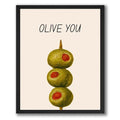 Olive You Playful Food Wall Art Canvas Print - Rolled 8x10 Kitchen Decor - Whimsical Culinary Artwork