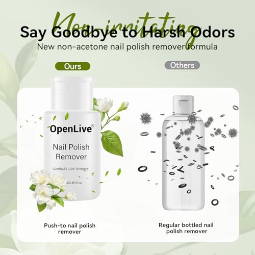 OpenLive White Tea Scent Nail Polish Remover 180ml Non-Acetone Easy Pump, Gentle & Fragrant