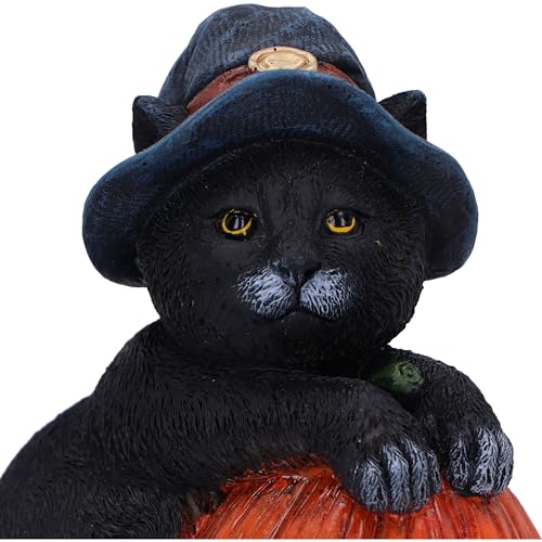Black Cat Halloween Figurine - Hand-Painted Resin Halloween Decor, Collectible Cat Gift